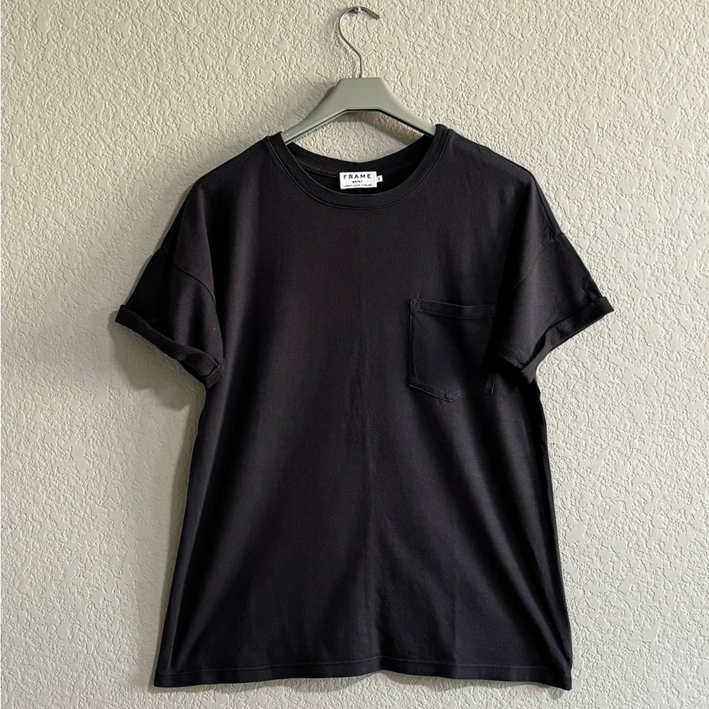 Frame Dark Grey Supima Cotton Tee Shirt Small